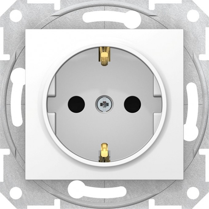 Розетка SCHNEIDER ELECTRIC SEDNA с зазем. конт., с защит. шторками, белый SDN3000121