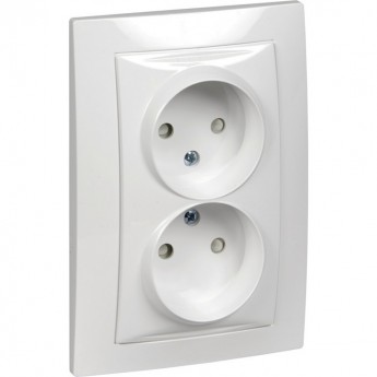 Розетка двойная SCHNEIDER ELECTRIC UNICA без заземления, со шторками, 16 А, 250 В, белый