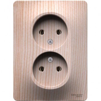 Розетка двойная SCHNEIDER GLOSSA 16А без заземления в сборе сосна