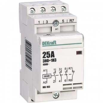 Модульный контактор DEKRAFT 3НО+1НЗ 16А 230В МК-103